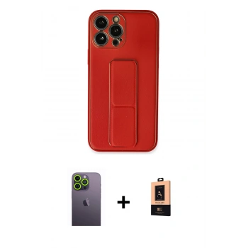 MARSİLYAN™- iPhone 13 Pro Max Kılıf Akış Doku - Şeffaf Maxco Cam Ekran Koruyucu + Neon Fosforlu Kamera Lens - YL