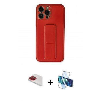 MARSİLYAN™- iPhone 13 Pro Max Kılıf Akış Doku - Siyah 3D Antistatik Cam Ekran Koruyucu + Pers Alüminyum Kamera Lens - KI