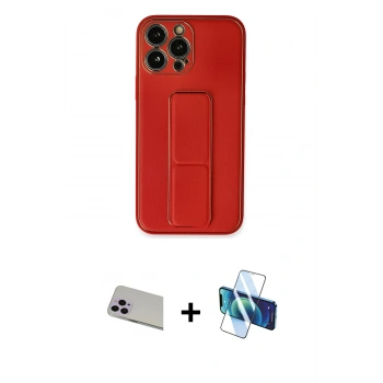 MARSİLYAN™- iPhone 13 Pro Max Kılıf Akış Doku - Siyah 3D Antistatik Cam Ekran Koruyucu + Rainbow Kamera Lens Koruma Cam - MR