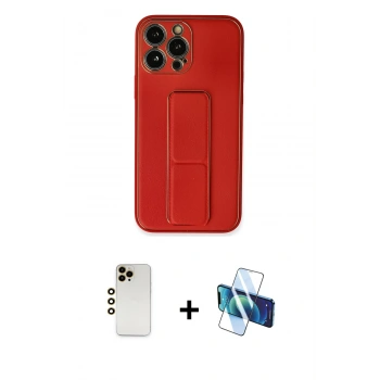 MARSİLYAN™- iPhone 13 Pro Max Kılıf Akış Doku - Siyah 3D Antistatik Cam Ekran Koruyucu + Shine Kamera Lens - GD