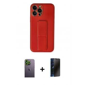 MARSİLYAN™- iPhone 13 Pro Max Kılıf Akış Doku - Siyah 3D Antistatik Hayalet Cam Ekran Koruyucu + Neon Fosforlu Kamera Lens - YL