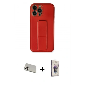MARSİLYAN™- iPhone 13 Pro Max Kılıf Akış Doku - Siyah Bilvis 3D Cam Ekran Koruyucu + Rainbow Kamera Lens Koruma Cam - BZ
