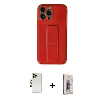 MARSİLYAN™- iPhone 13 Pro Max Kılıf Akış Doku - Siyah Bilvis 3D Cam Ekran Koruyucu + Shine Kamera Lens - GD