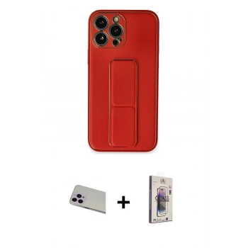 MARSİLYAN™- iPhone 13 Pro Max Kılıf Akış Doku - Siyah Bilvis 3D Cam Ekran Koruyucu + Rainbow Kamera Lens Koruma Cam - MR