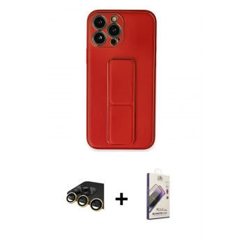 MARSİLYAN™- iPhone 13 Pro Max Kılıf Akış Doku - Siyah Bilvis 3D Mat Cam Ekran Koruyucu + Raze Metal Kamera Lens - GD