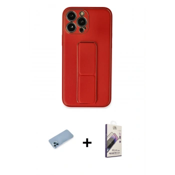 MARSİLYAN™- iPhone 13 Pro Max Kılıf Akış Doku - Siyah Bilvis 3D Mat Cam Ekran Koruyucu + Shine Kamera Lens Koruma Cam - MI
