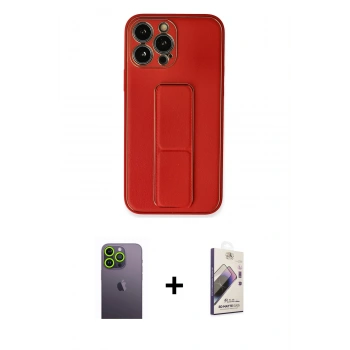MARSİLYAN™- iPhone 13 Pro Max Kılıf Akış Doku - Siyah Bilvis 3D Mat Cam Ekran Koruyucu + Neon Fosforlu Kamera Lens - YL