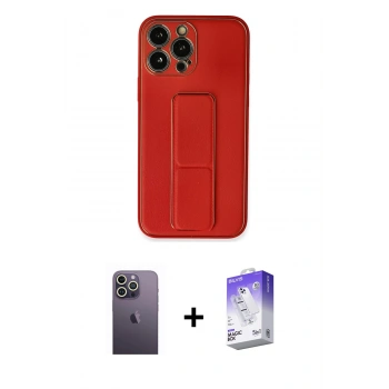MARSİLYAN™- iPhone 13 Pro Max Kılıf Akış Doku - Siyah Bilvis 5in1 3D Magic Cam Ekran Koruyucu + Neon Fosforlu Kamera Lens - BZ