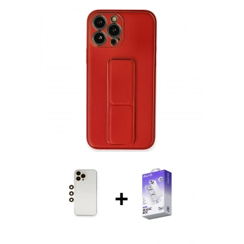 MARSİLYAN™- iPhone 13 Pro Max Kılıf Akış Doku - Siyah Bilvis 5in1 3D Magic Cam Ekran Koruyucu + Shine Kamera Lens - GD