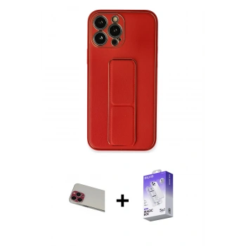 MARSİLYAN™- iPhone 13 Pro Max Kılıf Akış Doku - Siyah Bilvis 5in1 3D Magic Cam Ekran Koruyucu + Rainbow Kamera Lens Koruma Cam - KI