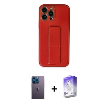 MARSİLYAN™- iPhone 13 Pro Max Kılıf Akış Doku - Siyah Bilvis 5in1 3D Magic Cam Ekran Koruyucu + Neon Fosforlu Kamera Lens - MI