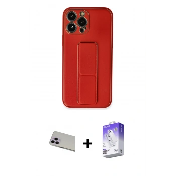 MARSİLYAN™- iPhone 13 Pro Max Kılıf Akış Doku - Siyah Bilvis 5in1 3D Magic Cam Ekran Koruyucu + Rainbow Kamera Lens Koruma Cam - MR