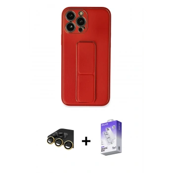 MARSİLYAN™- iPhone 13 Pro Max Kılıf Akış Doku - Siyah Bilvis 5in1 3D Magic Cam Ekran Koruyucu + Raze Metal Kamera Lens - GD
