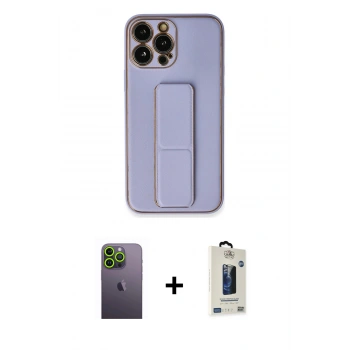 MARSİLYAN™- iPhone 13 Pro Max Kılıf Akış Doku - Siyah Bilvis Hayalet Cam Ekran Koruyucu + Neon Fosforlu Kamera Lens - YL