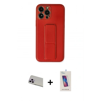 MARSİLYAN™- iPhone 13 Pro Max Kılıf Akış Doku - Siyah Joko 5D Cam + Rainbow Kamera Lens Koruma Cam - MR
