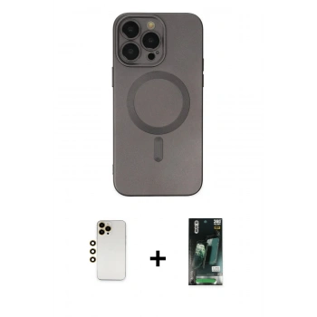 MARSİLYAN™- iPhone 13 Pro Max Kılıf Akış Minimal Özel Seri - Şeffaf 360 Full Body Arka Koruyucu + Shine Kamera Lens - GD