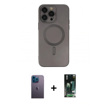 MARSİLYAN™- iPhone 13 Pro Max Kılıf Akış Minimal Özel Seri - Şeffaf 360 Full Body Arka Koruyucu + Neon Fosforlu Kamera Lens - MI
