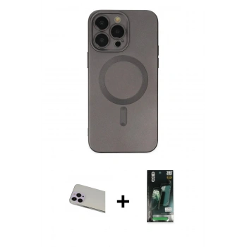 MARSİLYAN™- iPhone 13 Pro Max Kılıf Akış Minimal Özel Seri - Şeffaf 360 Full Body Arka Koruyucu + Rainbow Kamera Lens Koruma Cam - MR