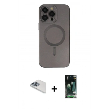 MARSİLYAN™- iPhone 13 Pro Max Kılıf Akış Minimal Özel Seri - Şeffaf 360 Full Body Arka Koruyucu + Pers Alüminyum Kamera Lens - SABE