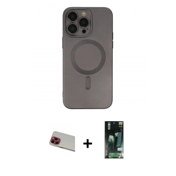MARSİLYAN™- iPhone 13 Pro Max Kılıf Akış Minimal Özel Seri - Şeffaf 360 Full Body Arka Koruyucu + Rainbow Kamera Lens Koruma Cam - KI