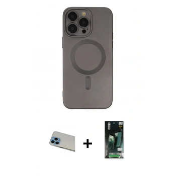MARSİLYAN™- iPhone 13 Pro Max Kılıf Akış Minimal Özel Seri - Şeffaf 360 Full Body Arka Koruyucu + Rainbow Kamera Lens Koruma Cam - MI