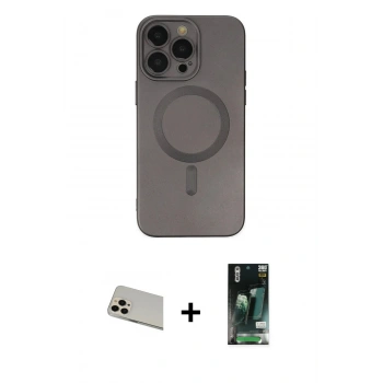MARSİLYAN™- iPhone 13 Pro Max Kılıf Akış Minimal Özel Seri - Şeffaf 360 Full Body Arka Koruyucu + Rainbow Kamera Lens Koruma Cam - REGD