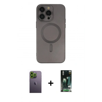 MARSİLYAN™- iPhone 13 Pro Max Kılıf Akış Minimal Özel Seri - Şeffaf 360 Full Body Arka Koruyucu + Neon Fosforlu Kamera Lens - YL