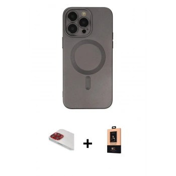MARSİLYAN™- iPhone 13 Pro Max Kılıf Akış Minimal Özel Seri - Şeffaf Maxco Cam Ekran Koruyucu + Pers Alüminyum Kamera Lens - KI