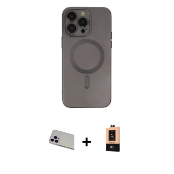 MARSİLYAN™- iPhone 13 Pro Max Kılıf Akış Minimal Özel Seri - Şeffaf Maxco Cam Ekran Koruyucu + Rainbow Kamera Lens Koruma Cam - MR