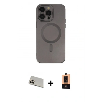 MARSİLYAN™- iPhone 13 Pro Max Kılıf Akış Minimal Özel Seri - Şeffaf Maxco Cam Ekran Koruyucu + Rainbow Kamera Lens Koruma Cam - REGD