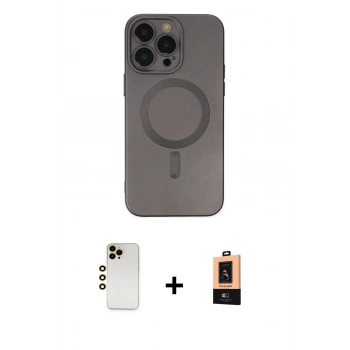 MARSİLYAN™- iPhone 13 Pro Max Kılıf Akış Minimal Özel Seri - Şeffaf Maxco Cam Ekran Koruyucu + Shine Kamera Lens - GD