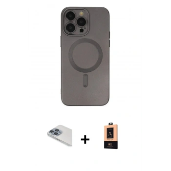 MARSİLYAN™- iPhone 13 Pro Max Kılıf Akış Minimal Özel Seri - Şeffaf Maxco Cam Ekran Koruyucu + Pers Alüminyum Kamera Lens - SABE
