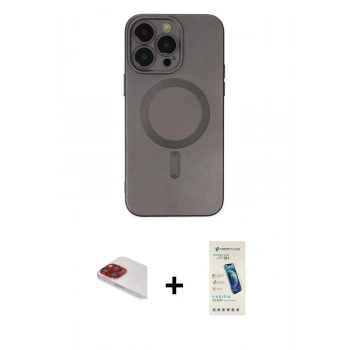MARSİLYAN™- iPhone 13 Pro Max Kılıf Akış Minimal Özel Seri - Şeffaf Pasifik Cam Ekran Koruyucu + Pers Alüminyum Kamera Lens - KI