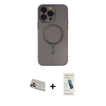 MARSİLYAN™- iPhone 13 Pro Max Kılıf Akış Minimal Özel Seri - Şeffaf Pasifik Cam Ekran Koruyucu + Rainbow Kamera Lens Koruma Cam - REGD