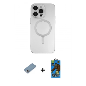 MARSİLYAN™- iPhone 13 Pro Max Kılıf Akış Minimal Özel Seri - Siyah 18D Cam Ekran Koruyucu + Shine Kamera Lens Koruma Cam - GI