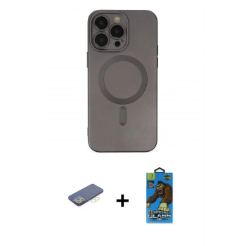 MARSİLYAN™- iPhone 13 Pro Max Kılıf Akış Minimal Özel Seri - Siyah 18D Cam Ekran Koruyucu + Renkli Kamera Lens Koruma Cam - YL