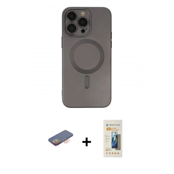 MARSİLYAN™- iPhone 13 Pro Max Kılıf Akış Minimal Özel Seri - Siyah 6D Mat Seramik Hayalet Nano Ekran Koruyucu + Renkli Kamera Lens Koruma Cam - TU