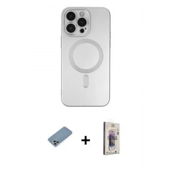 MARSİLYAN™- iPhone 13 Pro Max Kılıf Akış Minimal Özel Seri - Siyah Bilvis 3D Cam Ekran Koruyucu + Shine Kamera Lens Koruma Cam - GI