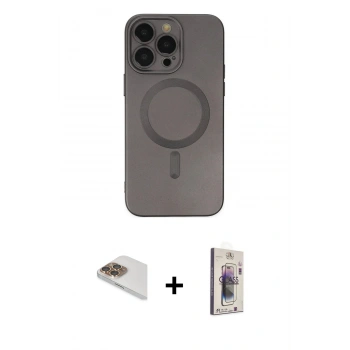 MARSİLYAN™- iPhone 13 Pro Max Kılıf Akış Minimal Özel Seri - Siyah Bilvis 3D Cam Ekran Koruyucu + Pers Alüminyum Kamera Lens - GD