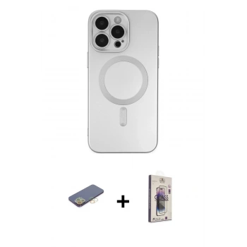 MARSİLYAN™- iPhone 13 Pro Max Kılıf Akış Minimal Özel Seri - Siyah Bilvis 3D Cam Ekran Koruyucu + Renkli Kamera Lens Koruma Cam - SI