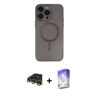 MARSİLYAN™- iPhone 13 Pro Max Kılıf Akış Minimal Özel Seri - Siyah Bilvis 5in1 3D Magic Cam Ekran Koruyucu + Raze Metal Kamera Lens - GD