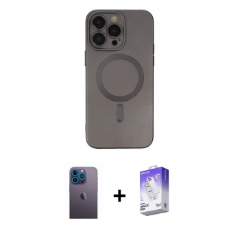MARSİLYAN™- iPhone 13 Pro Max Kılıf Akış Minimal Özel Seri - Siyah Bilvis 5in1 3D Magic Cam Ekran Koruyucu + Neon Fosforlu Kamera Lens - MI