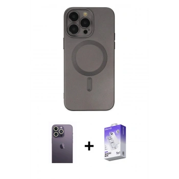 MARSİLYAN™- iPhone 13 Pro Max Kılıf Akış Minimal Özel Seri - Siyah Bilvis 5in1 3D Magic Cam Ekran Koruyucu + Neon Fosforlu Kamera Lens - BZ