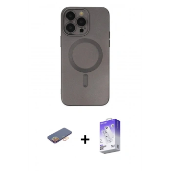 MARSİLYAN™- iPhone 13 Pro Max Kılıf Akış Minimal Özel Seri - Siyah Bilvis 5in1 3D Magic Cam Ekran Koruyucu + Renkli Kamera Lens Koruma Cam - TU