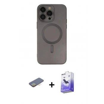 MARSİLYAN™- iPhone 13 Pro Max Kılıf Akış Minimal Özel Seri - Siyah Bilvis 5in1 5D Magic Hayalet Cam Ekran Koruyucu + Renkli Kamera Lens Koruma Cam - SI