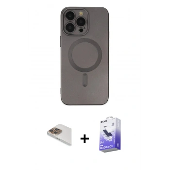 MARSİLYAN™- iPhone 13 Pro Max Kılıf Akış Minimal Özel Seri - Siyah Bilvis 5in1 5D Magic Hayalet Cam Ekran Koruyucu + Pers Alüminyum Kamera Lens - GD