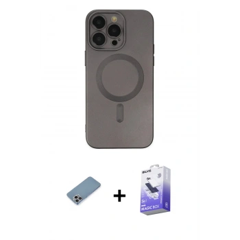 MARSİLYAN™- iPhone 13 Pro Max Kılıf Akış Minimal Özel Seri - Siyah Bilvis 5in1 5D Magic Hayalet Cam Ekran Koruyucu + Shine Kamera Lens Koruma Cam - GI