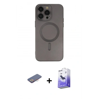 MARSİLYAN™- iPhone 13 Pro Max Kılıf Akış Minimal Özel Seri - Siyah Bilvis 5in1 5D Magic Hayalet Cam Ekran Koruyucu + Renkli Kamera Lens Koruma Cam - PE