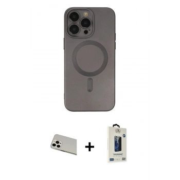 MARSİLYAN™- iPhone 13 Pro Max Kılıf Akış Minimal Özel Seri - Siyah Bilvis Hayalet Cam Ekran Koruyucu + Rainbow Kamera Lens Koruma Cam - BZ