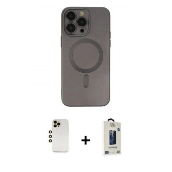 MARSİLYAN™- iPhone 13 Pro Max Kılıf Akış Minimal Özel Seri - Siyah Bilvis Hayalet Cam Ekran Koruyucu + Shine Kamera Lens - GD